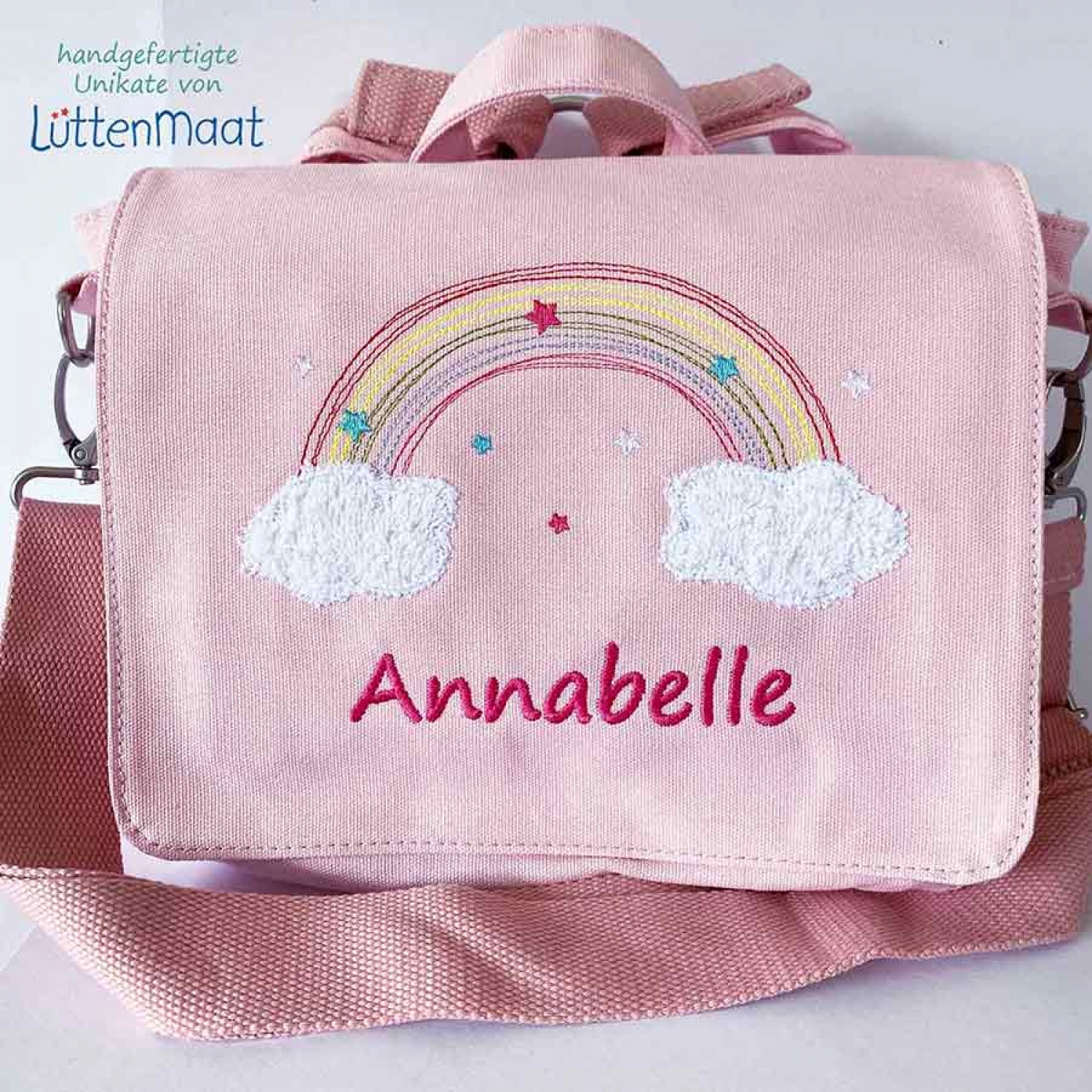 KindergartenTasche  mit Namen und Regenbogen personalisiert Kinderrucksack